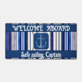 Summer Navy Blue Boot Trendy Stripes Collection Schreibtischunterlage (Vorderseite)