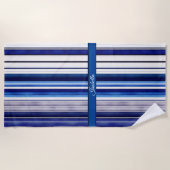 Summer Navy Blue Boot Trendy Stripes Collection Strandtuch (Vorderseite)