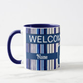 Summer Navy Blue Boot Trendy Stripes Collection Tasse (Links)