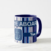 Summer Navy Blue Boot Trendy Stripes Collection Tasse (VorderseiteRechts)