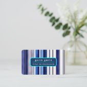 Summer Navy Blue Boot Trendy Stripes Collection Visitenkarte (Stehend Vorderseite)
