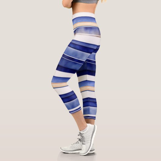 Summer Navy Blue Modern Bootstrip Collection Capri Leggings (Links)