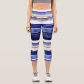 Summer Navy Blue Modern Bootstrip Collection Capri Leggings (Vorderseite)