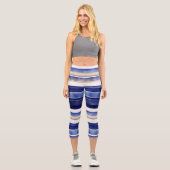 Summer Navy Blue Modern Bootstrip Collection Capri Leggings (Vorderseite)