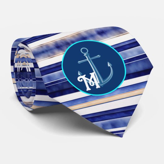 Summer Navy Blue Modern Bootstrip Collection Krawatte (Gerollt)