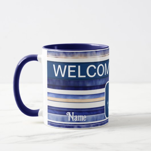 Summer Navy Blue Modern Bootstrip Collection Tasse (Links)