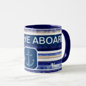 Summer Navy Blue Modern Bootstrip Collection Tasse (VorderseiteRechts)