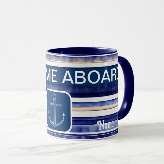 Summer Navy Blue Modern Bootstrip Collection Tasse (VorderseiteRechts)