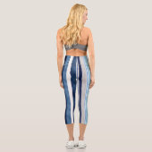 Summer Navy Blue Popular Boat Stripes Collection Capri Leggings (Rückseite)