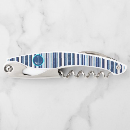 Summer Navy Blue Popular Boat Stripes Collection Kellnermesser (Vorderseite)