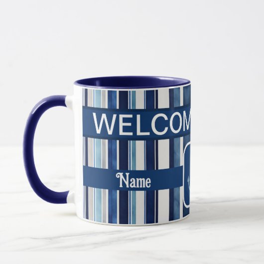 Summer Navy Blue Popular Boat Stripes Collection Tasse (Links)