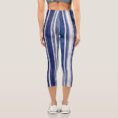 Summer Navy Blue Trendboot Stripes Collection Capri Leggings (Rückseite)
