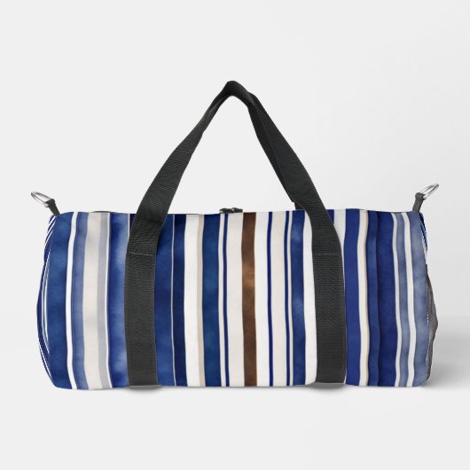 Summer Navy Blue Trendboot Stripes Collection Duffle Bag (Vorderseite)