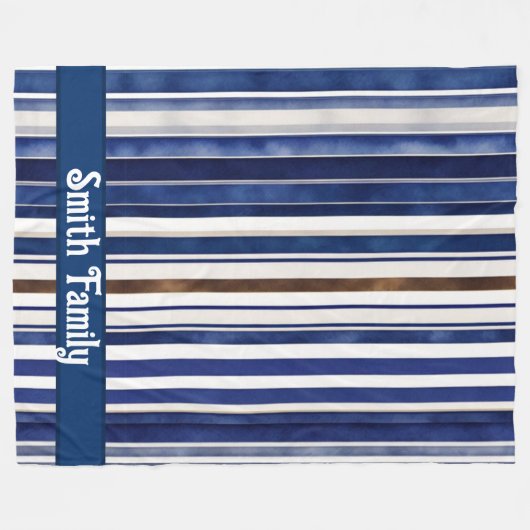 Summer Navy Blue Trendboot Stripes Collection Fleecedecke (Vorderseite (Horizontal))