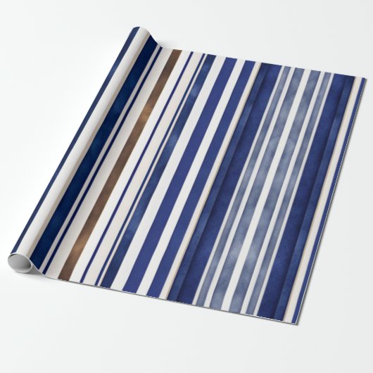 Summer Navy Blue Trendboot Stripes Collection Geschenkpapier (Ungerollt)