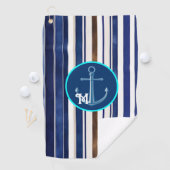Summer Navy Blue Trendboot Stripes Collection Golfhandtuch (Insitu)