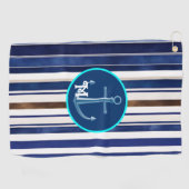 Summer Navy Blue Trendboot Stripes Collection Golfhandtuch (Horizontal)