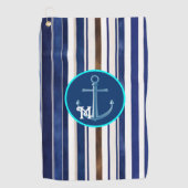 Summer Navy Blue Trendboot Stripes Collection Golfhandtuch (Vorderseite)