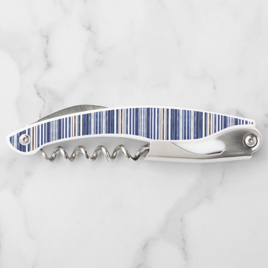 Summer Navy Blue Trendboot Stripes Collection Kellnermesser (Rückseite)