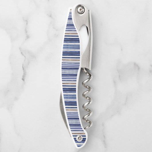 Summer Navy Blue Trendboot Stripes Collection Kellnermesser (Rückseite)