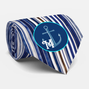 Summer Navy Blue Trendboot Stripes Collection Krawatte