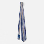 Summer Navy Blue Trendboot Stripes Collection Krawatte (Rückseite)