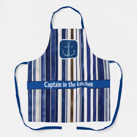 Summer Navy Blue Trendboot Stripes Collection Schürze (Vorderseite)