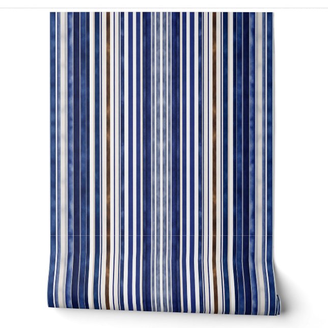 Summer Navy Blue Trendboot Stripes Collection Tapete (Abrollen)