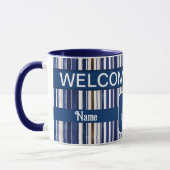 Summer Navy Blue Trendboot Stripes Collection Tasse (Links)