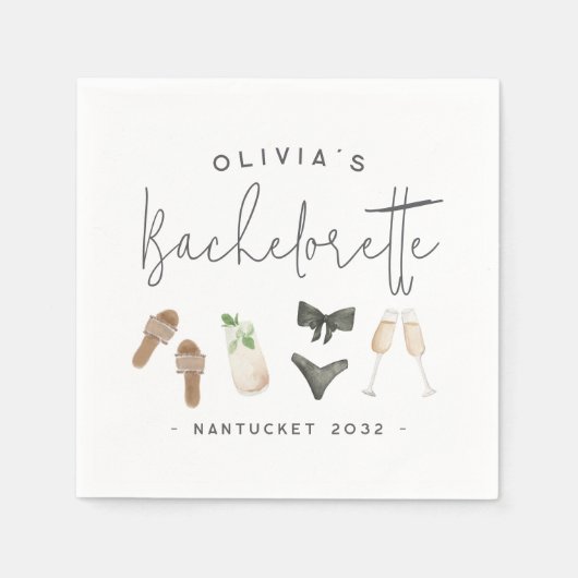 Summer Neutrals Personalisierter Junggeselinnen-Ab Serviette (Vorderseite)