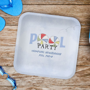 Summer Niedlich Pool Party Custom Pappteller