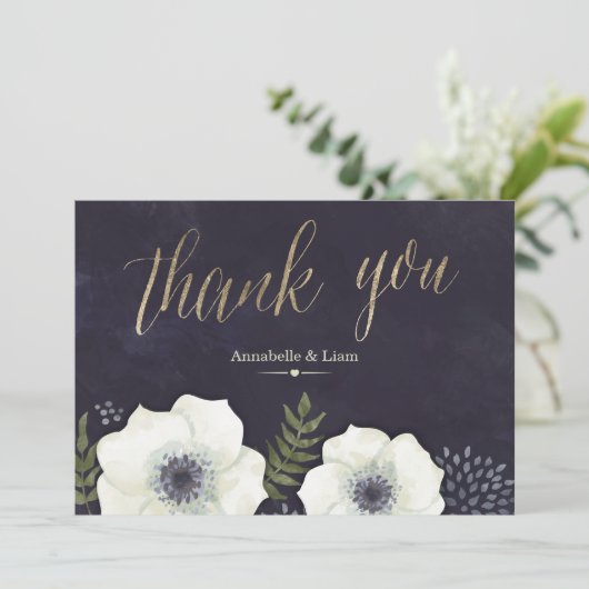 Summer Night Blume Hochzeit Dankeschön Card Dankeskarte (Stehend Vorderseite)