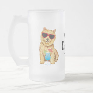 Summer Norwich Terrier Mattiert Glass Beer Tasse
