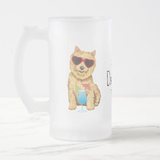 Summer Norwich Terrier Mattiert Glass Beer Tasse (Links)