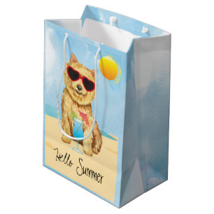 Summer Norwich Terrier Medium Geschenktasche Mittlere Geschenktüte