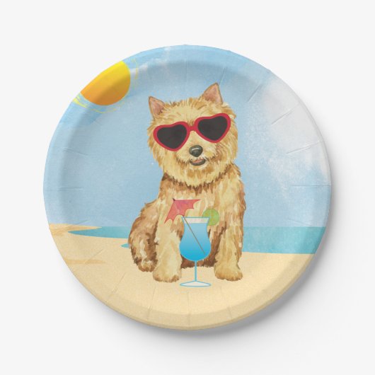 Summer Norwich Terrier Paper Plate Pappteller (Vorderseite)