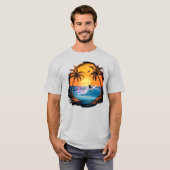 Summer Nostalgie - Ein von Hand Gezeichnet Strandp T-Shirt (Vorne ganz)