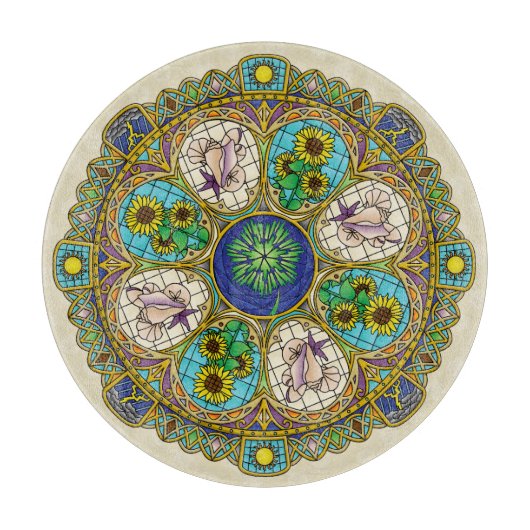 Summer Nouveau Glass Cutting Board Schneidebrett (Vorderseite)