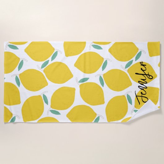 Summer Novelty Lemon-Gemustertes Personalisiertes Strandtuch (Vorderseite)