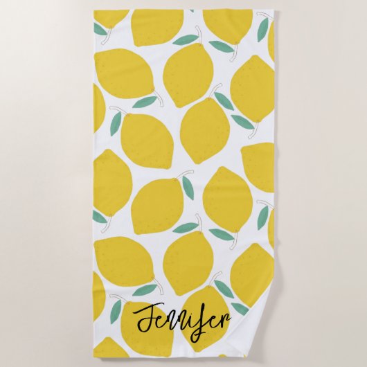 Summer Novelty Lemon-Gemustertes Personalisiertes Strandtuch (Vorderseite)