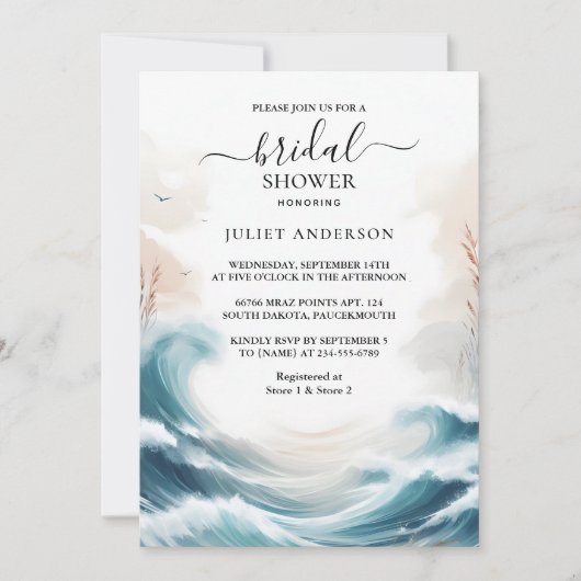 Summer Ocean Beach Blue Water Brautparty Einladung (Vorderseite)