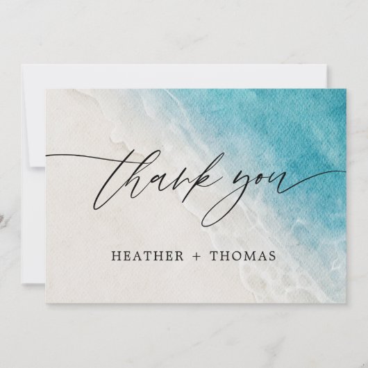 Summer Ocean Beach Hochzeit Dankeskarte (Vorderseite)