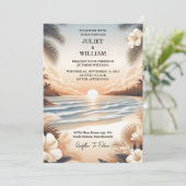 Summer Ocean Beach Hochzeit in Urlaubsort Einladung (Stehend Vorderseite)