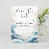 Summer Ocean Beach Hochzeit in Urlaubsort Save The Date (Stehend Vorderseite)