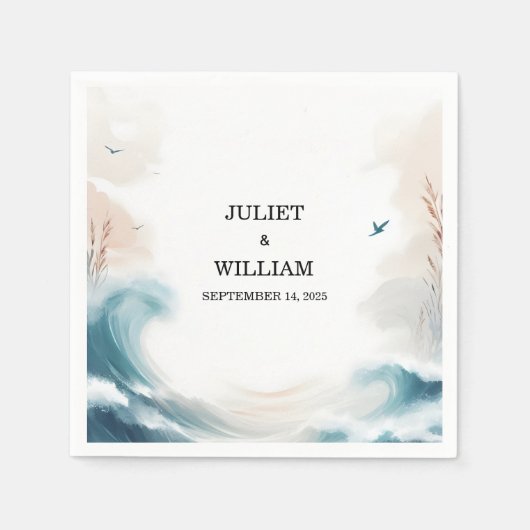 Summer Ocean Beach Hochzeit in Urlaubsort Serviette (Vorderseite)