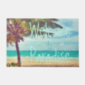 Summer Ocean Beach Palm Tree Aquarellmalerei Fußmatte (Vorderseite)