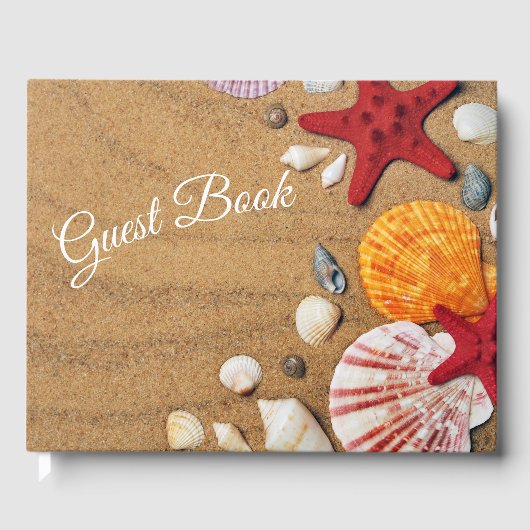 Summer Ocean Beach Sand Seashells Gästebuch (Vorderseite)