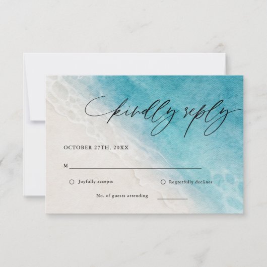 Summer Ocean Beach Wedding RSVP Card Karte (Vorderseite)
