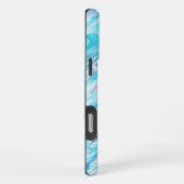 Summer Ocean Blue Abstrakte Marmortextur iPhone Hülle (Rechte Seite)