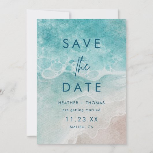 Summer Ocean Blue Beach Elegance Save the Date (Vorderseite)